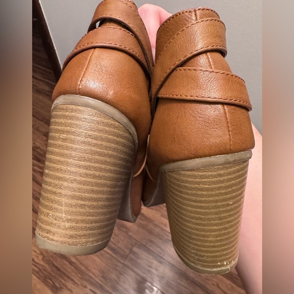 🤠LC LAUREN CONRAD COGNAC SIZE 7 ZIP UP CHUNKY HEEL BOOTIES WESTERN BOOTS 🤠 - Picture 5 of 7